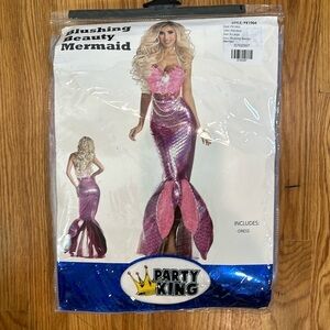 New plus size blushing pink metallic mermaid dress women’s XL party king costume